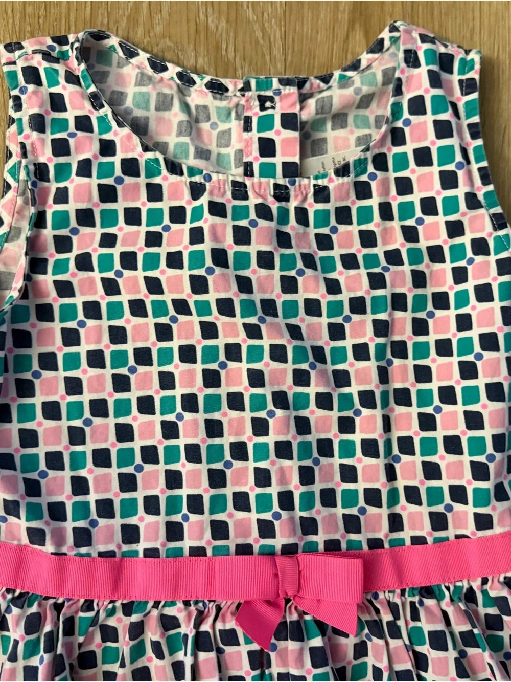 Gymboree Girl's Size 7 Pink & Teal Geometric Belted Dress